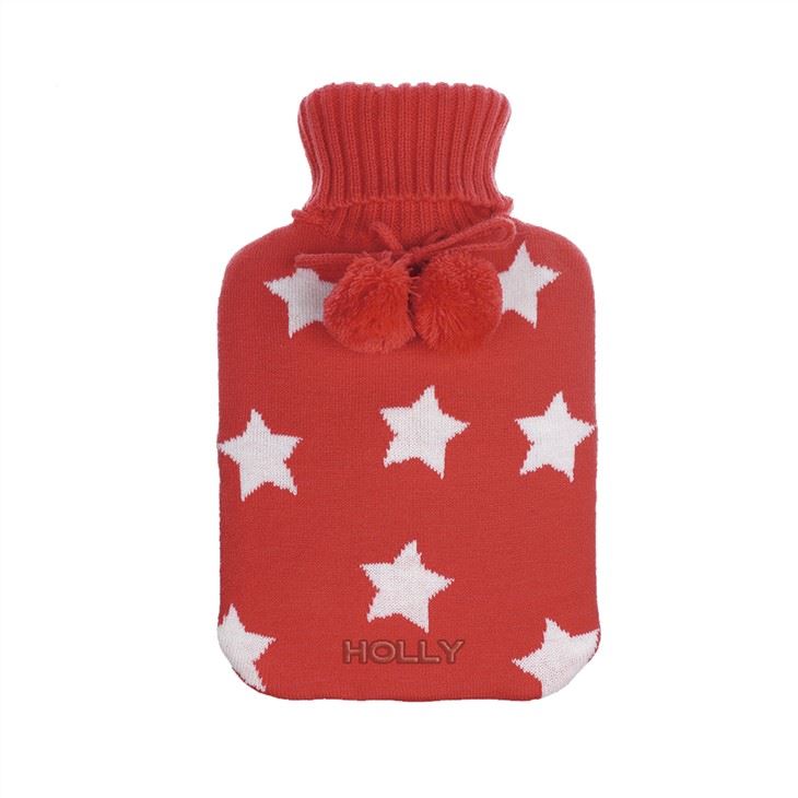 Love Pattern Knitted Hot Water Bottle Cover